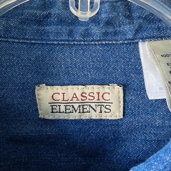 Classic Elements Halloween Embroidered Chambray Button Down Women Sz 14 Teachers - Picture 5 of 8